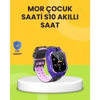 S10 Akıllı Çocuk Saati Mor Tasarım Adımsayar Ve Alarm Fonksiyonlu