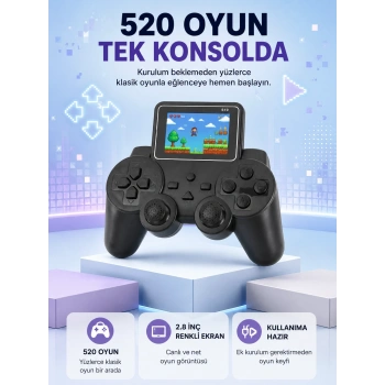 S10 Retro Oyun Konsolu Taşınabilir 2.8 İnç Ekran Ergonomik Nostalji Yeni Nesil