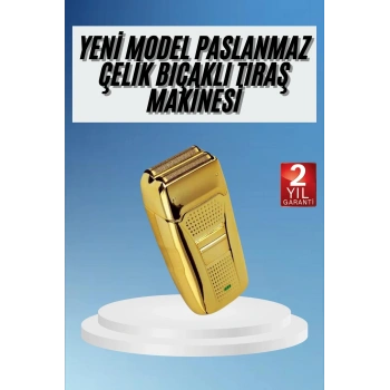 Sakal Kesme Tıraş Makinesi Paslanmaz Çelik Gold Şarjlı
