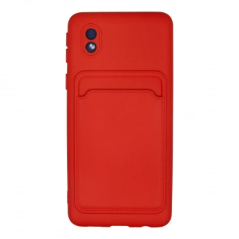 Samsung Galaxy A01 Core Kılıf Kelvin Kartvizitli Silikon - Kırmızı