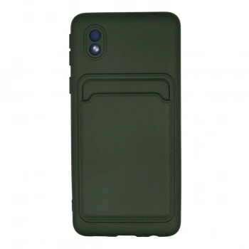 Samsung Galaxy A01 Core Kılıf Kelvin Kartvizitli Silikon - Koyu Yeşil