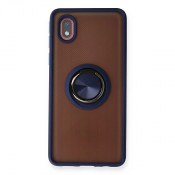 Samsung Galaxy A01 Core Kılıf Montreal Yüzüklü Silikon Kapak - Lacivert