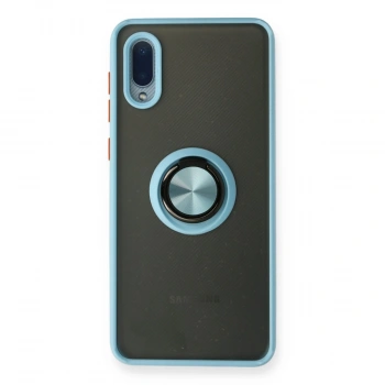 Samsung Galaxy A02 Kılıf Montreal Yüzüklü Silikon Kapak - Buz Mavi