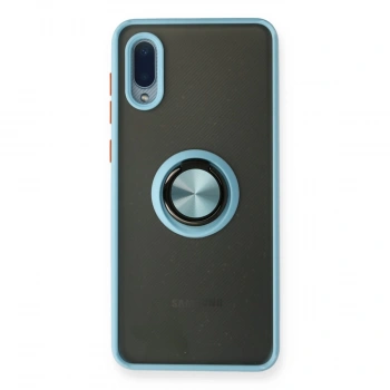Samsung Galaxy A02 Kılıf Montreal Yüzüklü Silikon Kapak - Buz Mavi