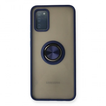 Samsung Galaxy A02s Kılıf Montreal Yüzüklü Silikon Kapak - Lacivert