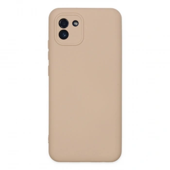 Samsung Galaxy A03 Kılıf Nano İçi Kadife Silikon - Pudra