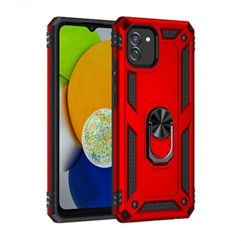 Samsung Galaxy A03 Kılıf Sofya Yüzüklü Silikon Kapak - Kırmızı