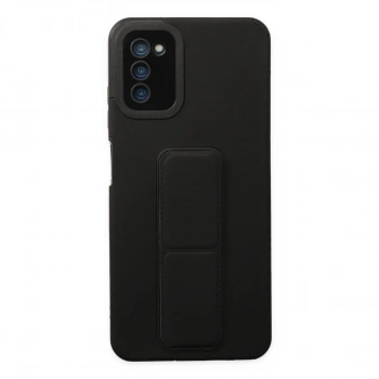 Samsung Galaxy A03s Kılıf Mega Standlı Silikon - Siyah