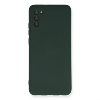 Samsung Galaxy A03s Kılıf Nano İçi Kadife Silikon - Koyu Yeşil