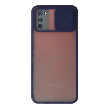 Samsung Galaxy A03s Kılıf Palm Buzlu Kamera Sürgülü Silikon - Lacivert