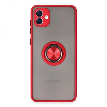 Samsung Galaxy A04 Kılıf Montreal Yüzüklü Silikon Kapak - Kırmızı