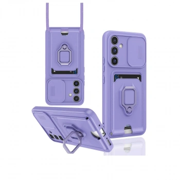 Samsung Galaxy A05s Kılıf Zuma Kartvizitli Yüzüklü Silikon - Lila