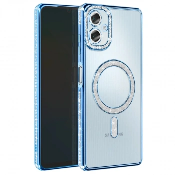 Samsung Galaxy A06 Joke Simli Magneticsafe Kılıf - Mavi