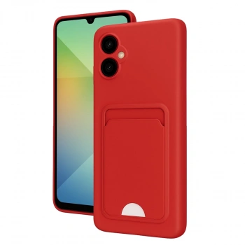 Samsung Galaxy A06 Kılıf Kelvin Kartvizitli Silikon - Kırmızı