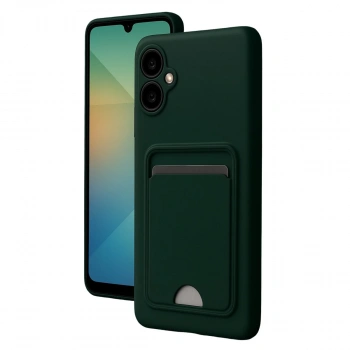 Samsung Galaxy A06 Kılıf Kelvin Kartvizitli Silikon - Koyu Yeşil