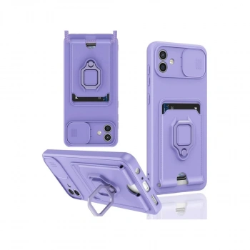 Samsung Galaxy A06 Kılıf Zuma Kartvizitli Yüzüklü Silikon - Lila
