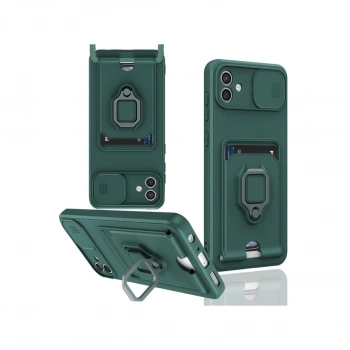 Samsung Galaxy A06 Kılıf Zuma Kartvizitli Yüzüklü Silikon - Yeşil