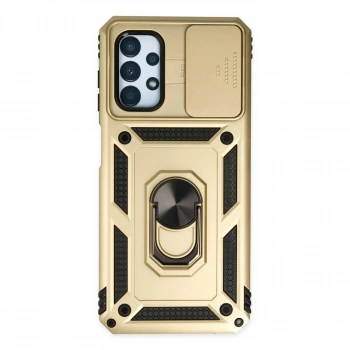 Samsung Galaxy A13 4g Kılıf Pars Lens Yüzüklü Silikon - Gold