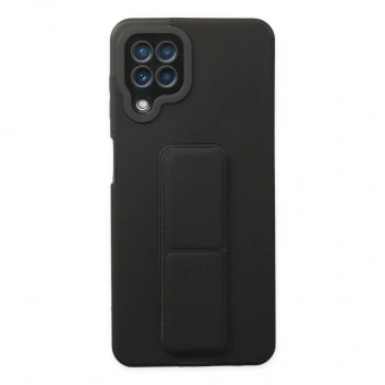 Samsung Galaxy A22 Kılıf Mega Standlı Silikon - Siyah