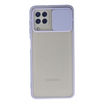 Samsung Galaxy A22 Kılıf Palm Buzlu Kamera Sürgülü Silikon - Lila