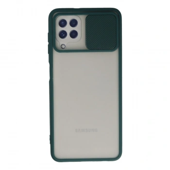Samsung Galaxy A22 Kılıf Palm Buzlu Kamera Sürgülü Silikon - Yeşil