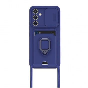 Samsung Galaxy A25 5g Kılıf Zuma Kartvizitli Yüzüklü Silikon - Lacivert