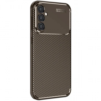 Samsung Galaxy A26 Kılıf Auto Focus Karbon Kapak - Kahverengi