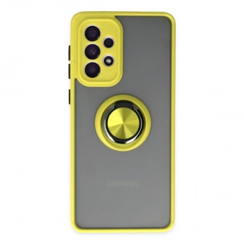 Samsung Galaxy A33 5g Kılıf Montreal Yüzüklü Silikon Kapak - Sarı