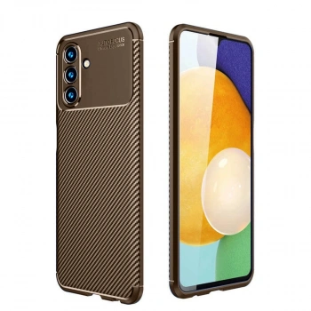 Samsung Galaxy A36 Kılıf Auto Focus Karbon Kapak - Kahverengi