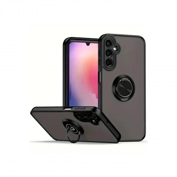 Samsung Galaxy A36 Kılıf Montreal Yüzüklü Silikon Kapak - Siyah