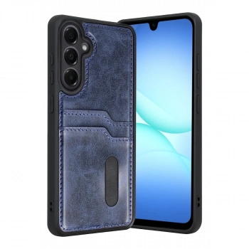 Samsung Galaxy A37 5g Sara Kartvizitli Deri Kılıf - Lacivert