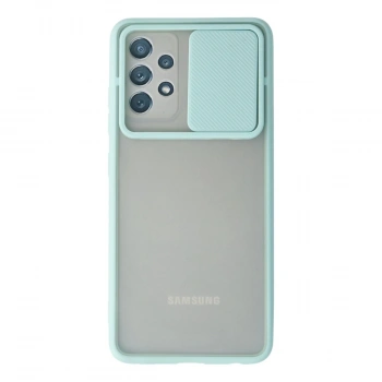 Samsung Galaxy A52 Kılıf Palm Buzlu Kamera Sürgülü Silikon - Turkuaz