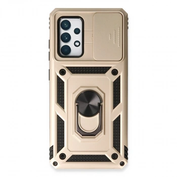 Samsung Galaxy A53 5g Kılıf Pars Lens Yüzüklü Silikon - Gold