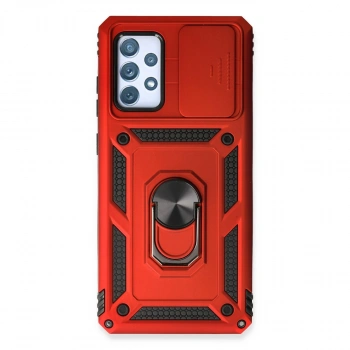 Samsung Galaxy A53 5g Kılıf Pars Lens Yüzüklü Silikon - Kırmızı