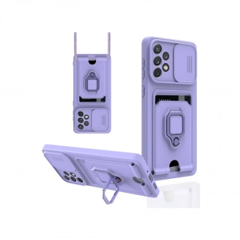 Samsung Galaxy A53 5g Kılıf Zuma Kartvizitli Yüzüklü Silikon - Lila