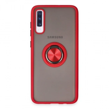 Samsung Galaxy A70 Kılıf Montreal Yüzüklü Silikon Kapak - Kırmızı