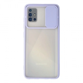 Samsung Galaxy A71 Kılıf Palm Buzlu Kamera Sürgülü Silikon - Lila