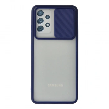 Samsung Galaxy A72 Kılıf Palm Buzlu Kamera Sürgülü Silikon - Lacivert