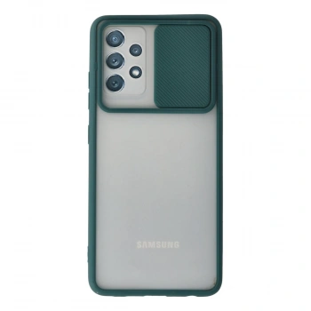 Samsung Galaxy A72 Kılıf Palm Buzlu Kamera Sürgülü Silikon - Yeşil