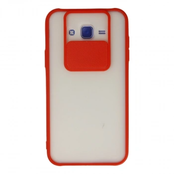Samsung Galaxy J7 Kılıf Palm Buzlu Kamera Sürgülü Silikon - Kırmızı