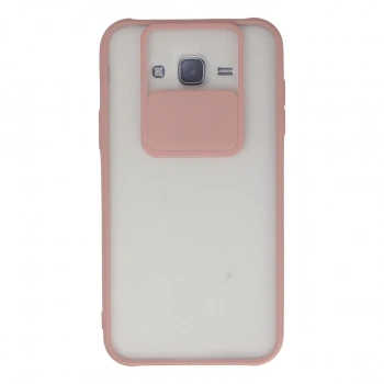 Samsung Galaxy J7 Kılıf Palm Buzlu Kamera Sürgülü Silikon - Pembe
