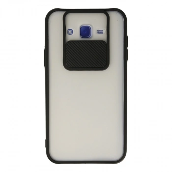 Samsung Galaxy J7 Kılıf Palm Buzlu Kamera Sürgülü Silikon - Siyah