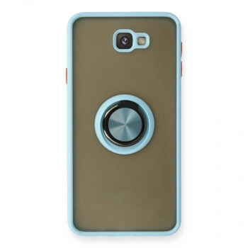 Samsung Galaxy J7 Prime Kılıf Montreal Yüzüklü Silikon Kapak - Buz Mavi