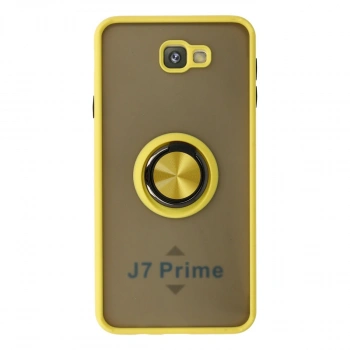 Samsung Galaxy J7 Prime Kılıf Montreal Yüzüklü Silikon Kapak - Sarı