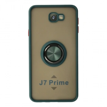 Samsung Galaxy J7 Prime Kılıf Montreal Yüzüklü Silikon Kapak - Yeşil