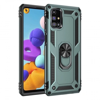 Samsung Galaxy M31s Kılıf Sofya Yüzüklü Silikon Kapak - Yeşil