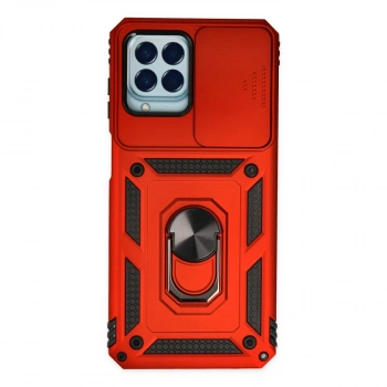 Samsung Galaxy M33 Kılıf Pars Lens Yüzüklü Silikon - Kırmızı