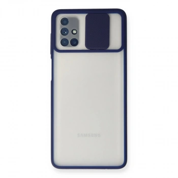 Samsung Galaxy M51 Kılıf Palm Buzlu Kamera Sürgülü Silikon - Lacivert