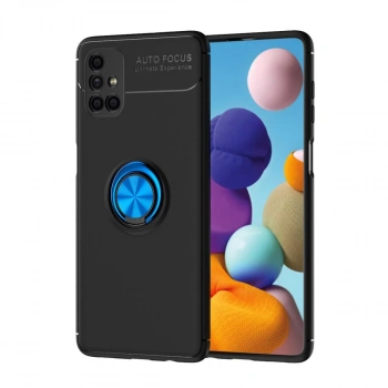 Samsung Galaxy M51 Kılıf Range Yüzüklü Silikon - Siyah-mavi