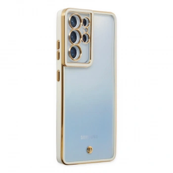 Samsung Galaxy S21 Ultra Kılıf Liva Lens Silikon - Beyaz